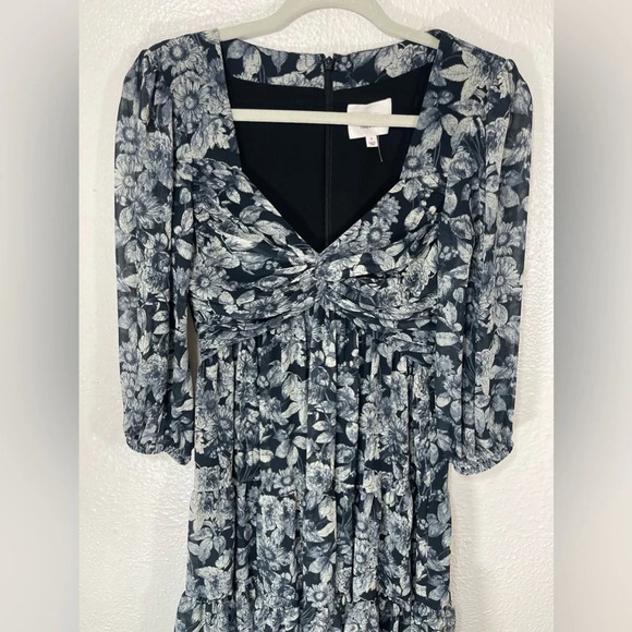 Cinq à Sept NWOT 'Harlie' Floral-Print Tiered Mini-Dress in Slate Multi Women 0 - Picture 3 of 15